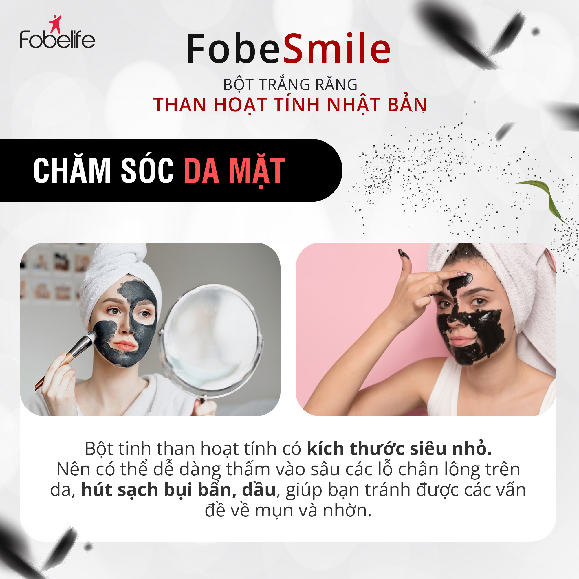 Bột Than Hoạt Tính Trắng Răng Sạch Mãng Bám Fobe Smile - Hũ 30 gram