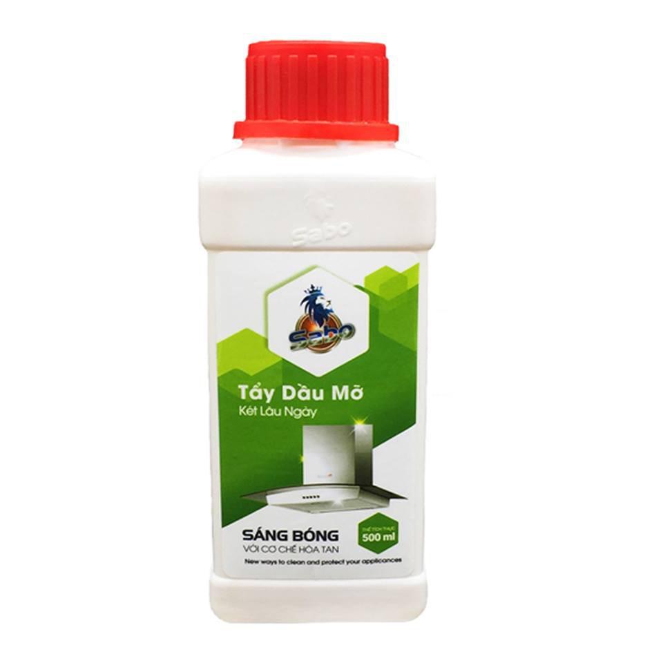 Tẩy Dầu Mỡ két lâu năm, tẩy nồi chảo inox cháy Sabo-M chai 500ml không mùi