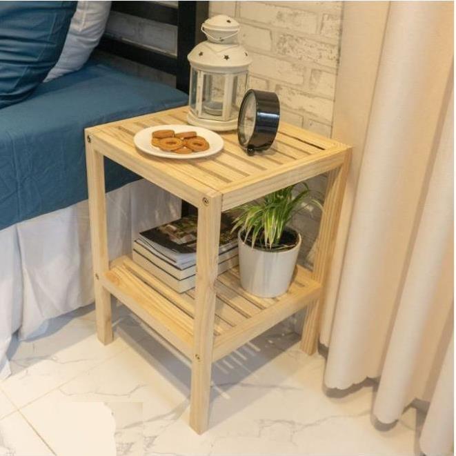 KỆ TRANG TRÍ 2 TẦNG GỖ THÔNG MẶT VỈ