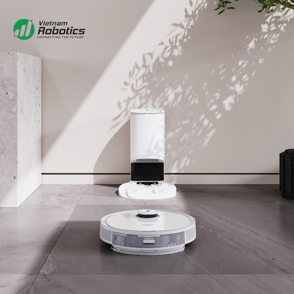 Robot hút bụi lau nhà Ecovacs Deebot T9 Plus - Trắng Bản Quốc tế - App Tiếng Việt, hàng nhập khẩu chính hãng full VAT, bảo hành chính hãng 24 tháng bởi Vietnam Robotics, lực hút 3000Pa, thời gian hoạt động 3 giờ liên tục