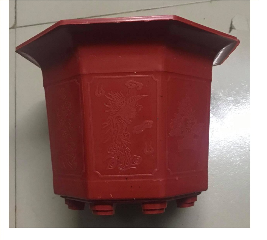 1 Chậu Nhựa Trồng Cây Hoa, Cây Cảnh Bát Giác Màu Đỏ Kích Thước 210x170