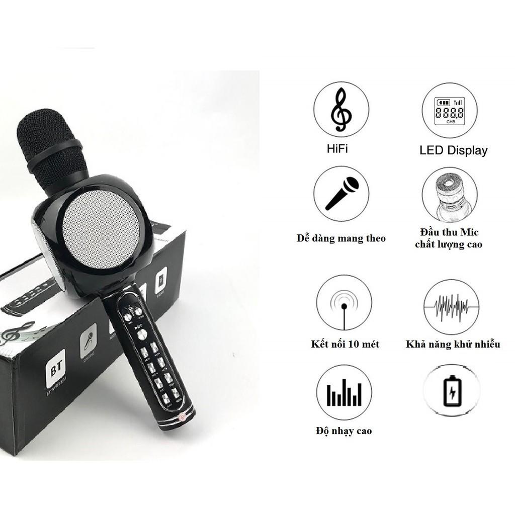 Micro Karaoke Bluetooth JVJ YS-90 Micro Hát Kèm Loa Kết Nối Thẻ Nhớ, USB Hỗ Trợ Ghi Âm