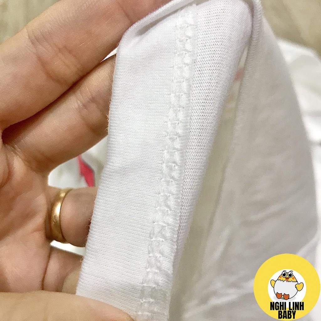 Đồ bộ thun cotton cho bé gái và bé trai màu trắng viền màu ngắn tay quần đùi 100% cotton - Nghi Linh Baby