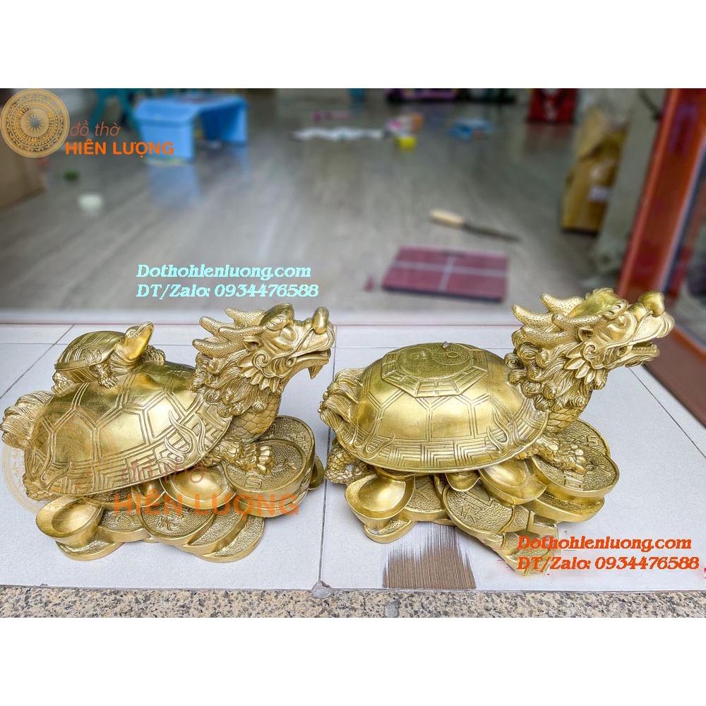 Long Quy Bát Quái Và Long Quy Cõng Con Ngồi Bệ Tiền Bằng Đồng Nguyên Chất Kích Thước 35x25x25cm, Nặng 6,5kg Đẹp