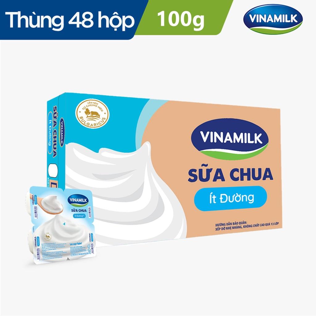2 Thùng Sữa chua ăn Vinamilk ít đường 100g Yaourt 48 hộp/thùng