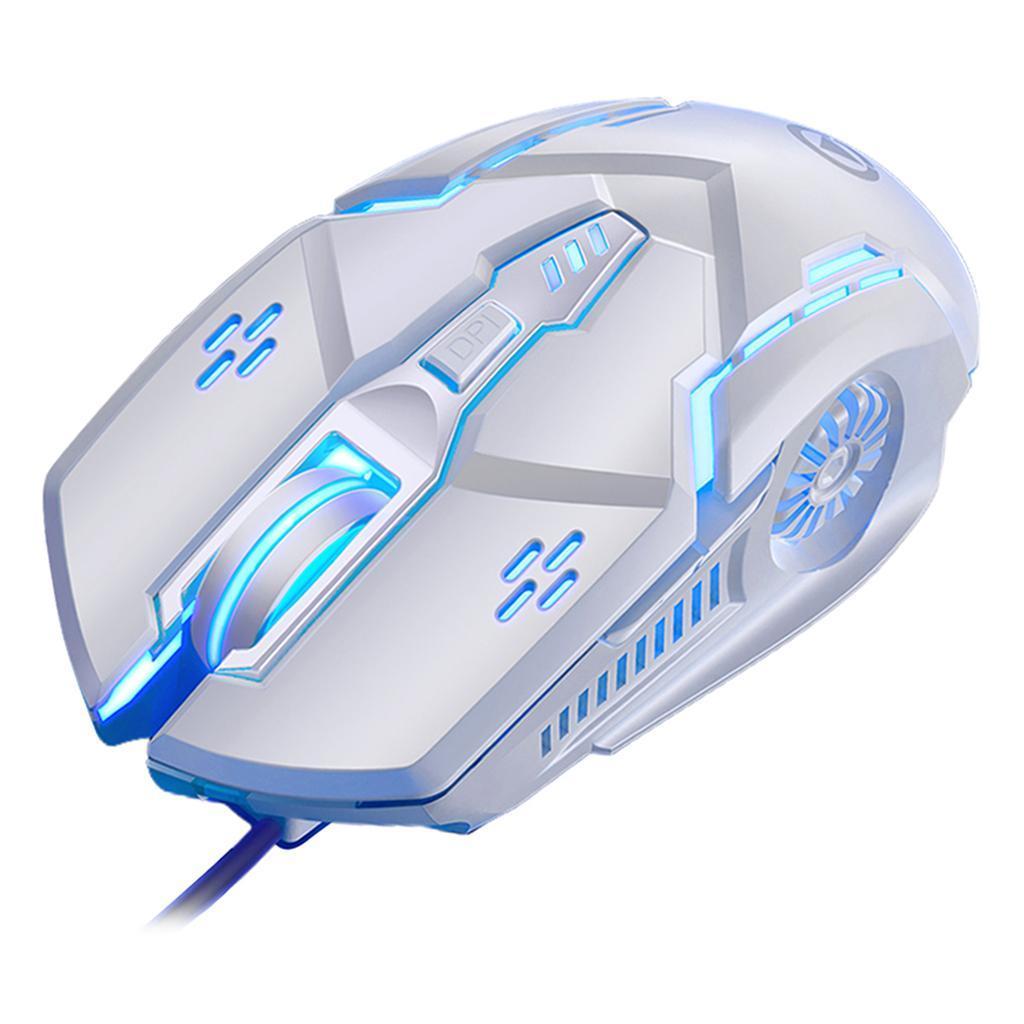 Wired Mouse Six-button Colorful Luminous Gaming Mechanical Mouse White