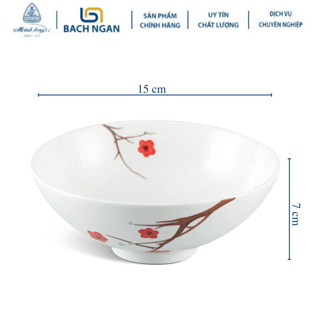 Tô trung Minh Long 15 cm Daisy Hồng Mai Bằng sứ, Hàng Đẹp, Cao Cấp, Dùng Trong Gia Đình, Đãi Khách, Tặng Quà Tân Gia