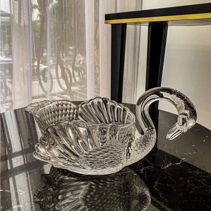 Khay Pha Lê Cao Cấp GODINGER SWAN, Khay Trang Trí Bàn Tiệc, Nhập Đức