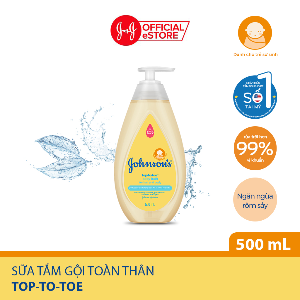 Bộ 2 Chai Sữa Tắm Gội Toàn Thân Cho Bé Johnson's Baby Top To Toe 500mlx2