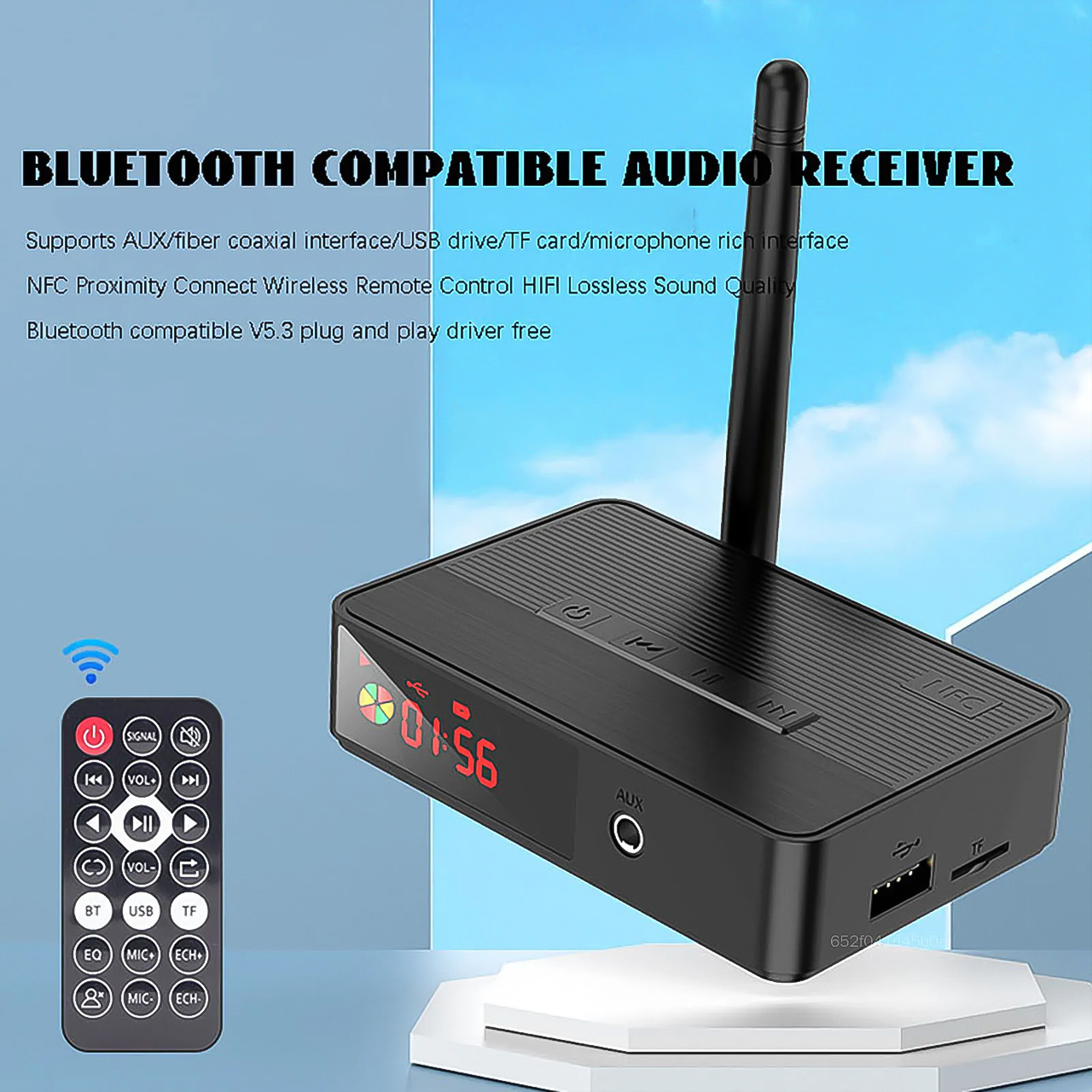 Bộ Chuyển Đổi Âm Thanh Không Dây Vinetteam NFC D400 Bluetooth 5.3 hỗ trợ 3.5mm Aux/Quang/Đồng Trục/Mic Karaoke 6.5mm/Thẻ TF/U Đĩa âm thanh hifi - hàng chính hãng