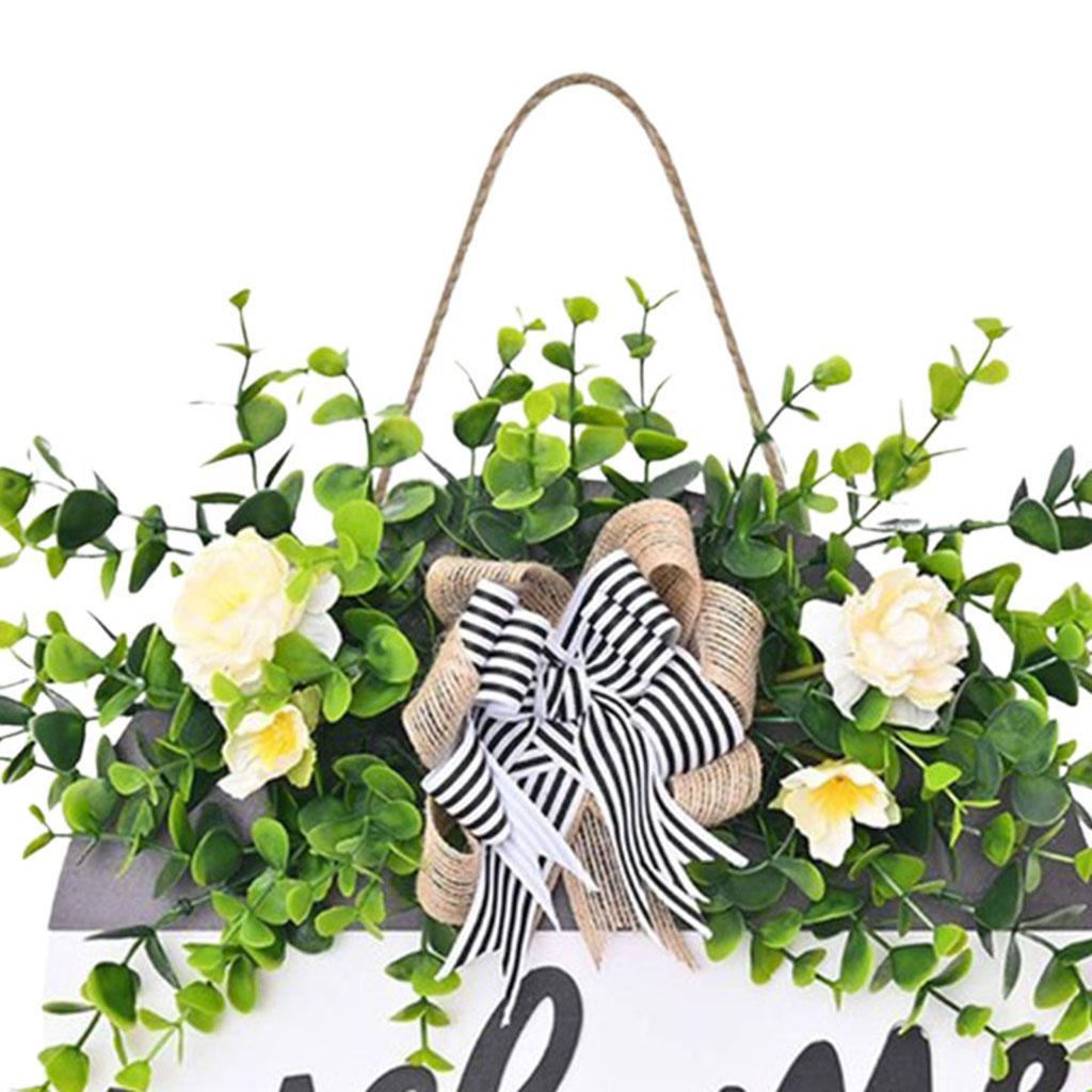 Round Wood Welcome Sign Fake Porch Hanging Front Door  Decors