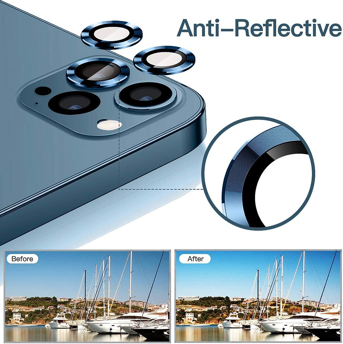 Bộ 3 vòng bảo vệ camera Kuzoom dành cho iPhone 13 Pro/ 13 Pro Max ( hàng chính hãng)