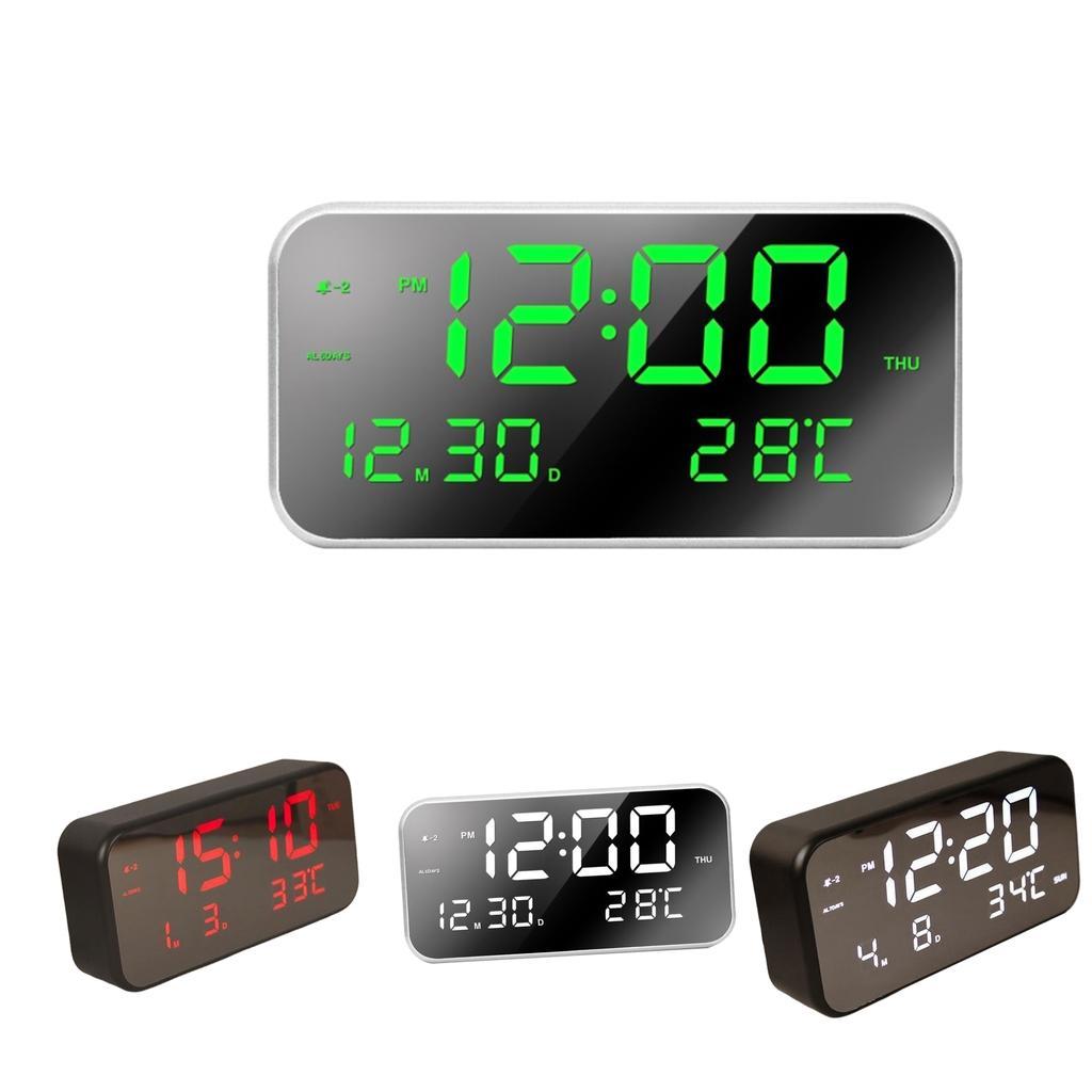 Adjustable LED Music Alarm Clock Electronic Digital Clock Black_red light