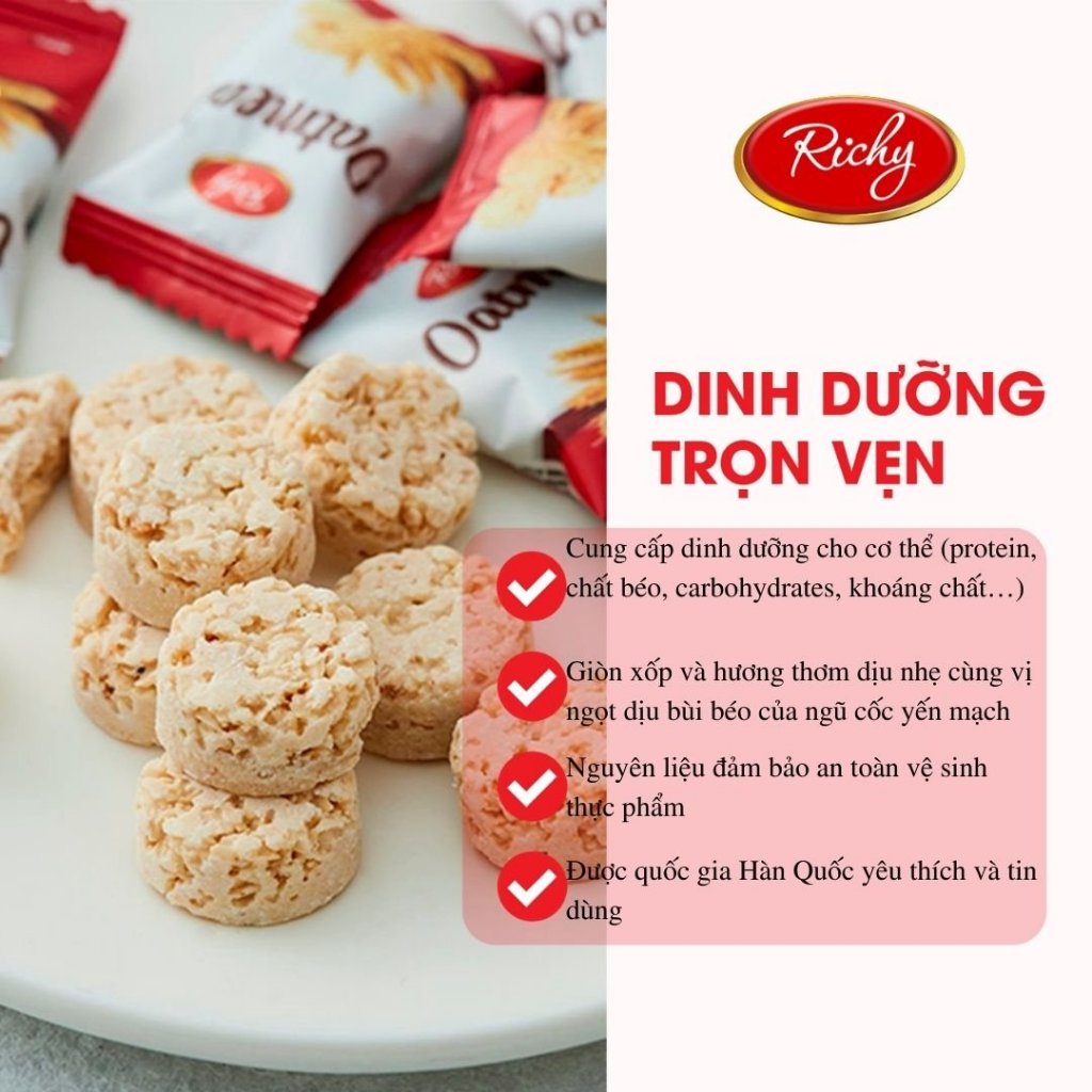 Combo 2 túi bánh Yến Mạch Oatmeal Richy Thơm Ngon Túi 250g New - 250g