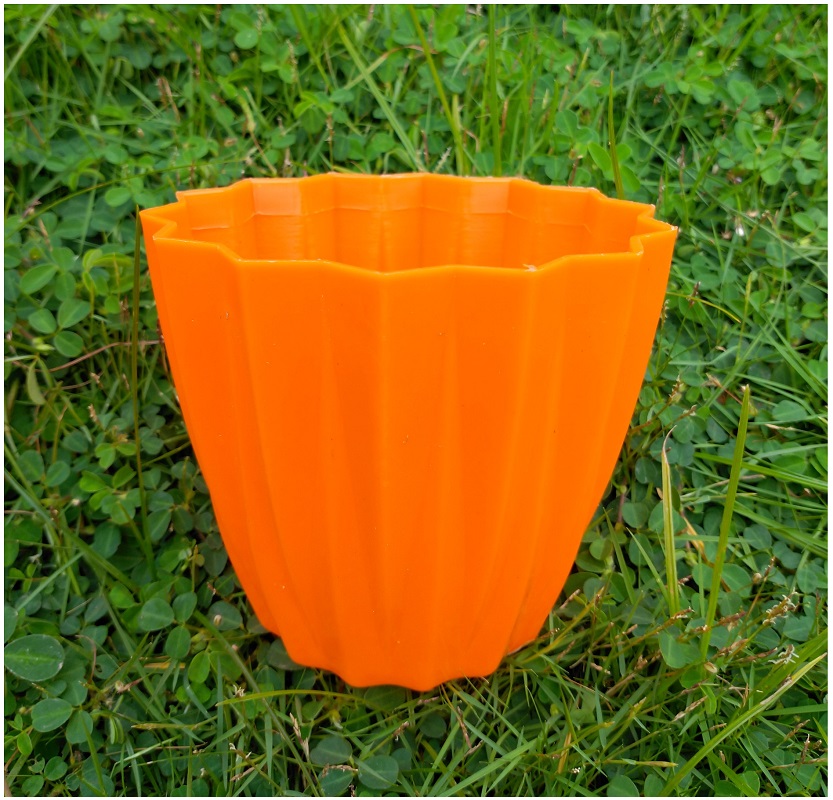 1 Chậu nhựa mini để bàn hình múi khế, KT:12x10 , chậu trồng xương rồng, sen đá, cây cảnh mini để bàn - Màu Cam
