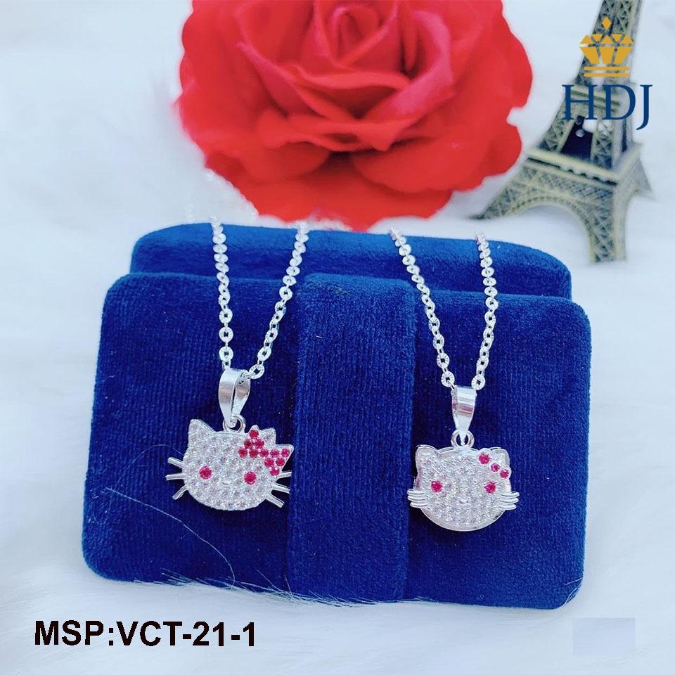 Dây chuyền bạc cho bé hình Hello Kitty đính đá sang trọng trang sức HDJ mã VCT-21-1