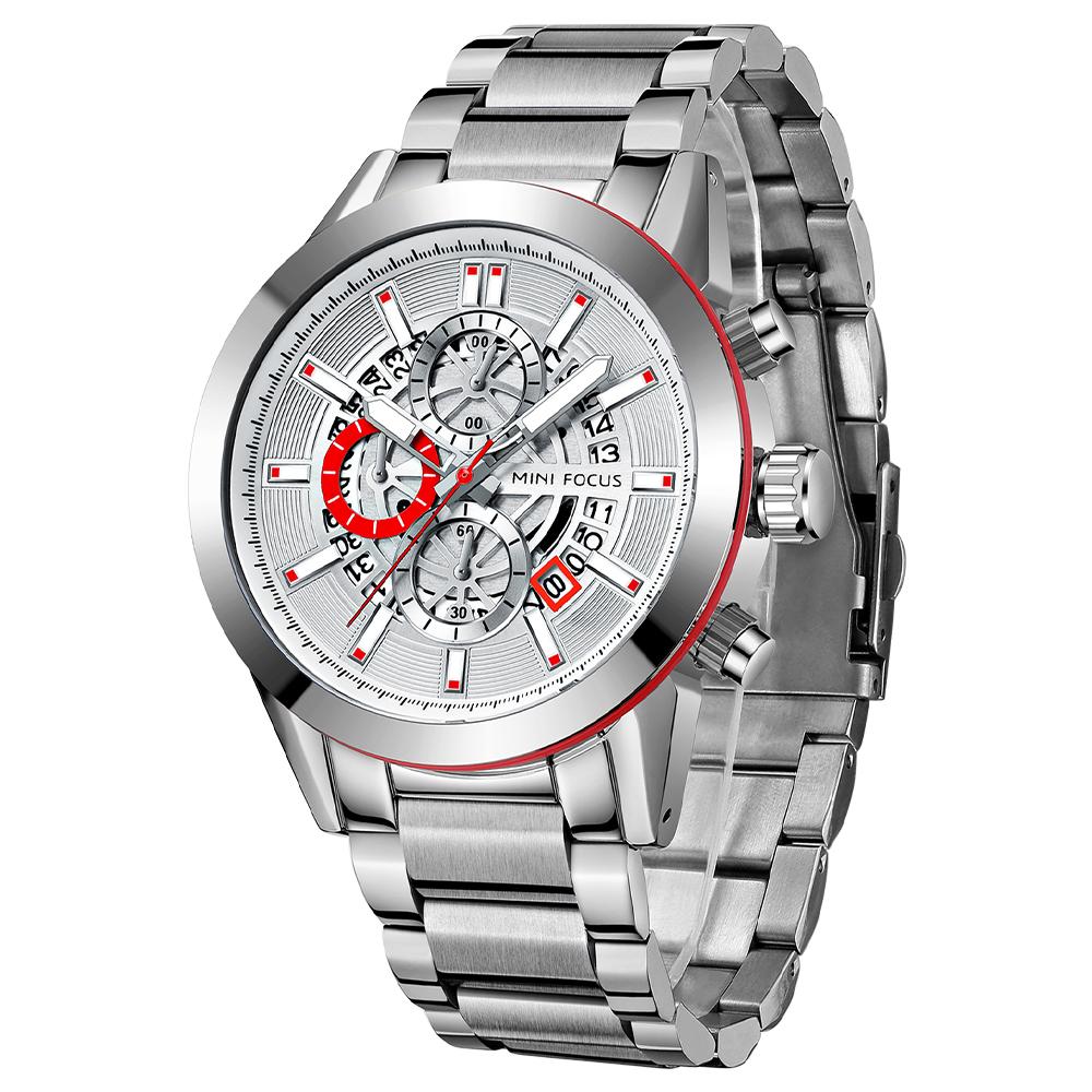 Đồng hồ Quartz Dây đeo bằng thép Hiển thị thời gian & Lịch Chức năng Chống thấm nước 3ATM MINI FOCUS