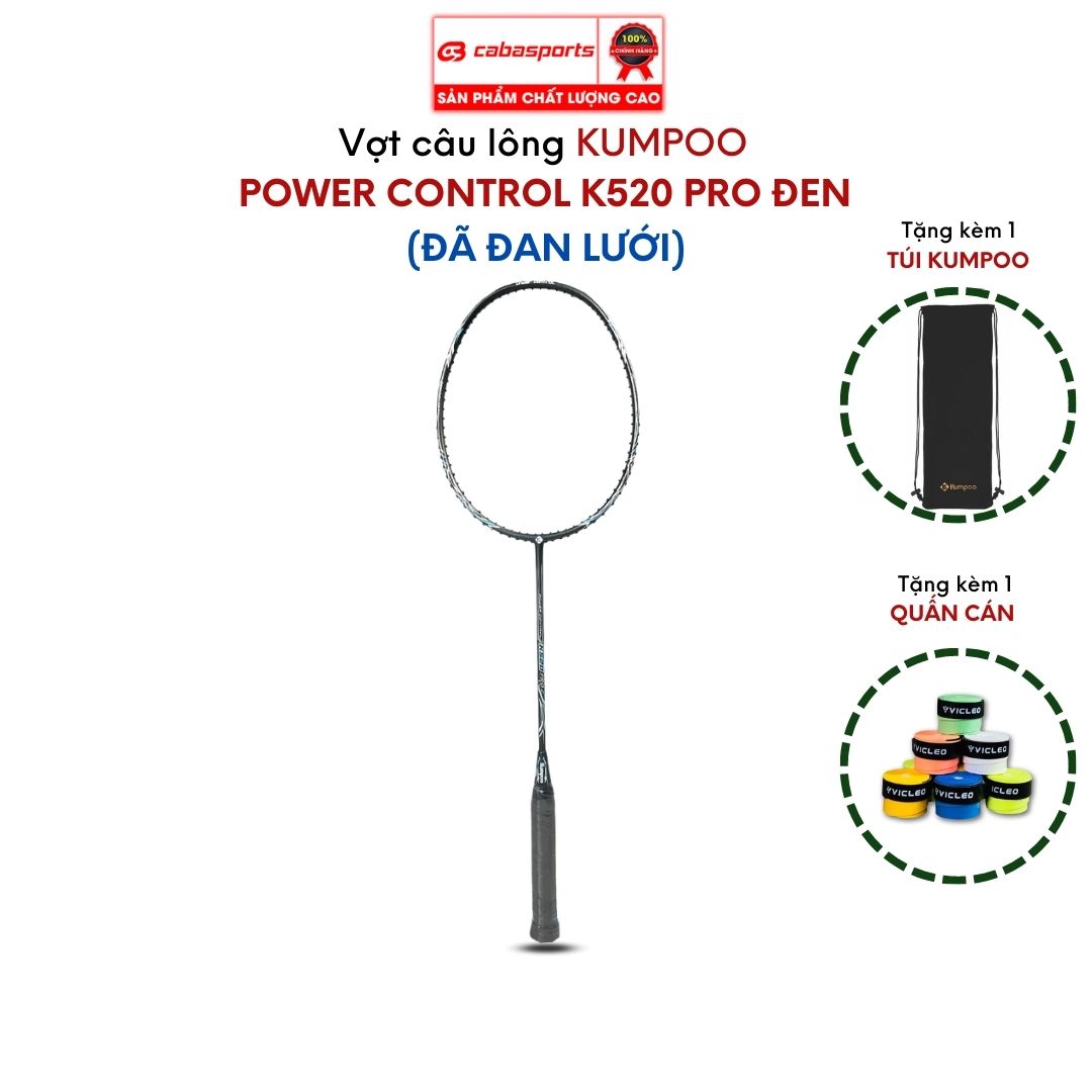 Vợt cầu lông đơn đã đan lưới Kumpoo Power Control K520 Pro, K520S, PC 99 Pro cao cấp siêu nhẹ, vợt công thủ toàn diện giá rẻ Bảo hành 2 tháng