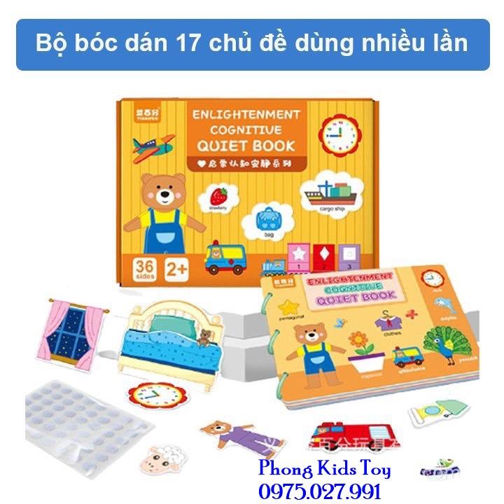 Học liệu bóc dán montessori 17 chủ đề giáo dục sớm thông minh cho bé, quiet book, busy board, Tái Sử Dụng nhiều lần