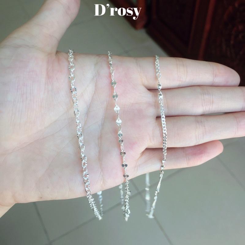 Dây chuyền chữ O phay, dây xoắn k phay, dây dẹt xoắn cho bé yêu dài 36-37 cm chuẩn bạc ta nguyên chất