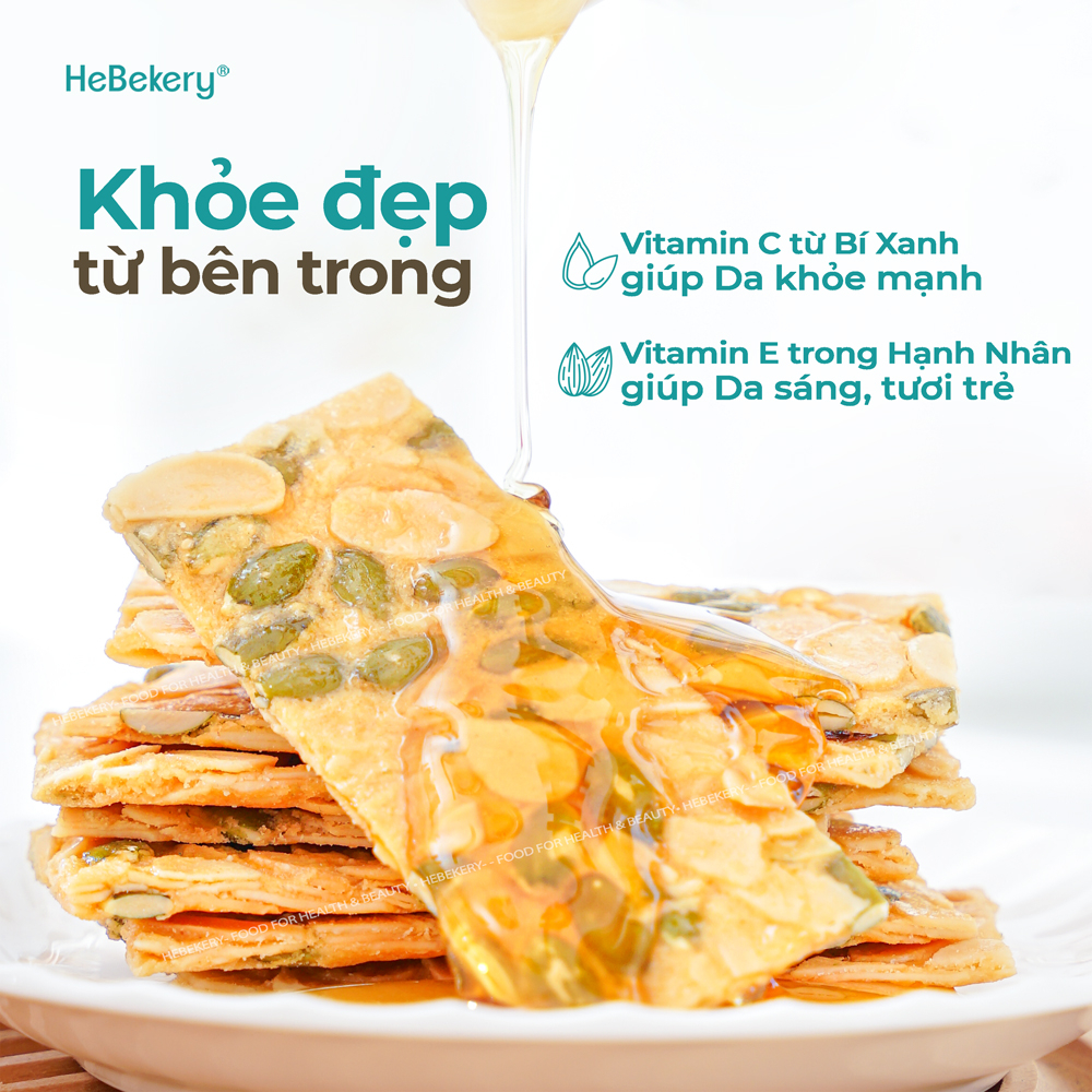 [HỘP TIỆN LỢI] Bánh Ngói Hạnh Nhân Siêu Hạt Chuẩn Keto - Bánh Ngói Ăn Kiêng Chuẩn Eatclean HEBEKERY by HEBE