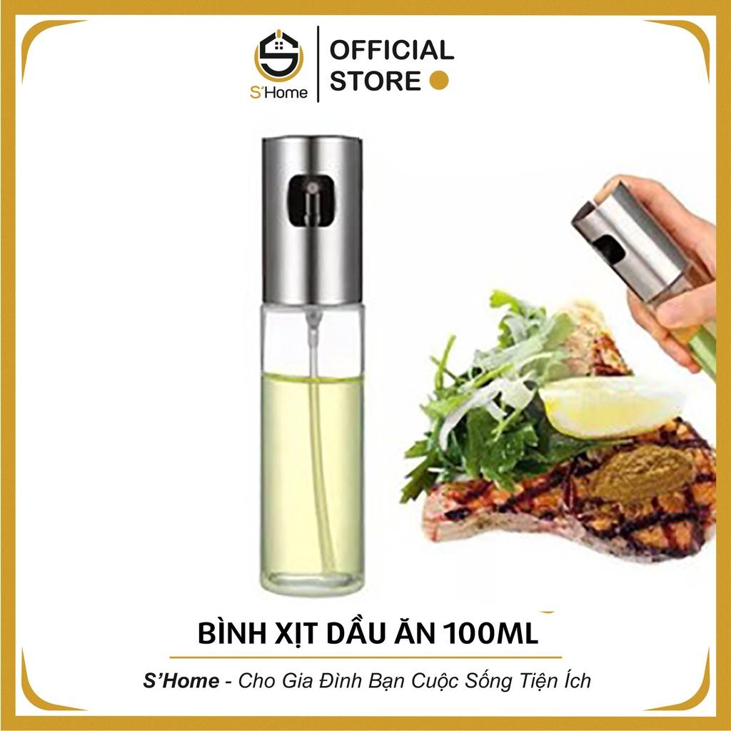 Bình Xịt Dầu Ăn ️S'Home️ Bình Xịt Dầu Ăn Phun Sương, Chai Thủy Tinh 100ml, Siêu Tiết Kiệm, Tiện Dụng- SH19