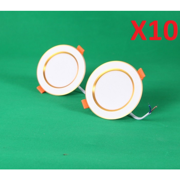 Bộ 20 đèn Led âm trần đổi màu 5w viền bạc/vàng, đèn trang trí giá rẻ hàng chính hãng