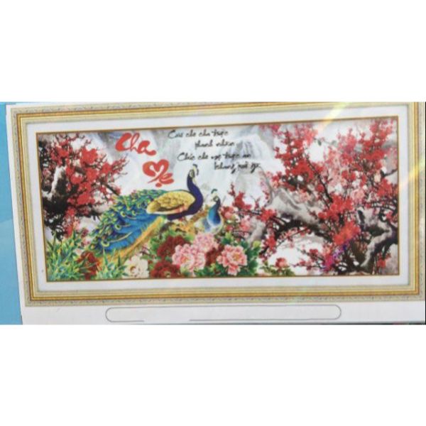 Tranh đính đá cha mẹ  (99x50)cm chưa đính - YN5351