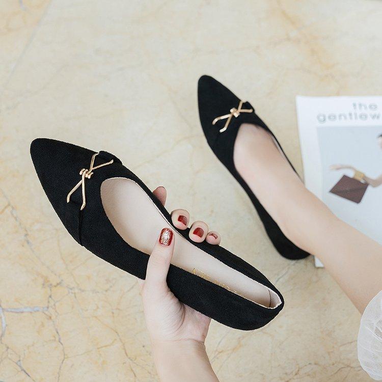 Giày Da Lộn Đế Thấp Mũi Nhọn Thời Trang Thanh Lịch Cho Nữ