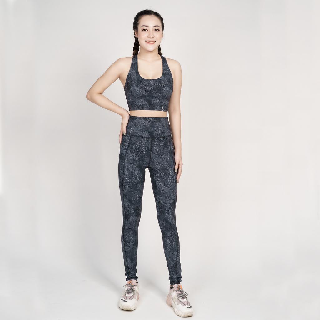 Bộ đồ tập yoga gym aerobic nữ chuyên nghiệp áo bra 2 lớp phối legging nâng mông tôn dáng