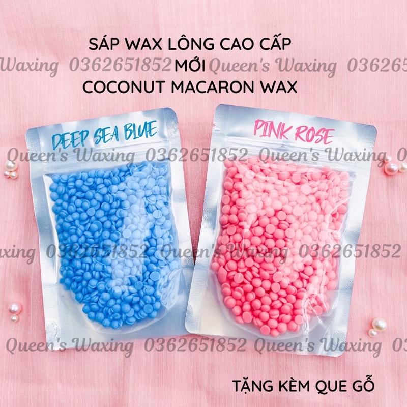 Sáp wax lông cao cấp mới COCONUT MACARON WAX siêu bám lông + tặng kèm que wax