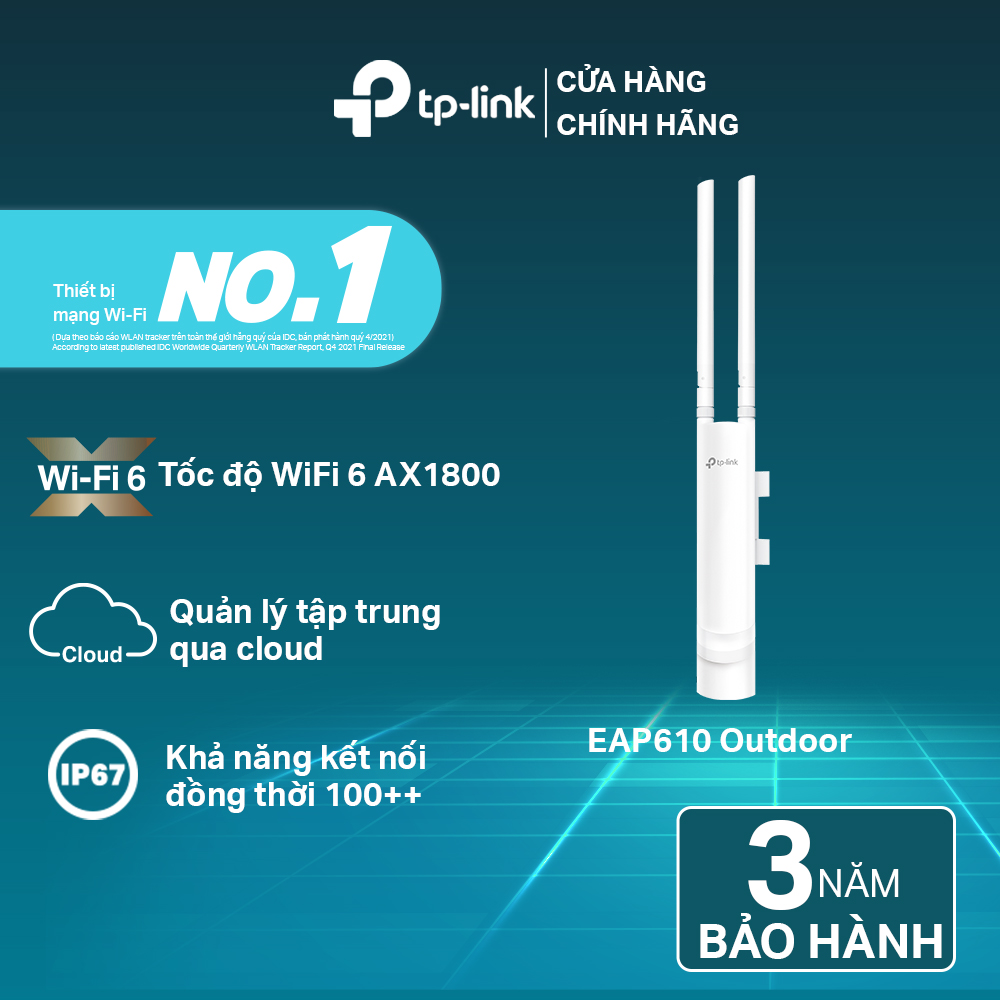 Bộ Access Point Trong Nhà/ Ngoài Trời TP-Link EAP610-Outdoor Wifi 6 AX1800 - Hàng Chính Hãng