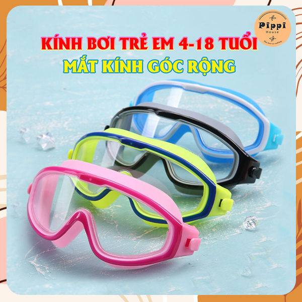 Kính bơi nguyên khối mở rộng tầm nhìn 230° kèm nút bịt tai có viền cao su 1.5cm ngăn nước vào mắt