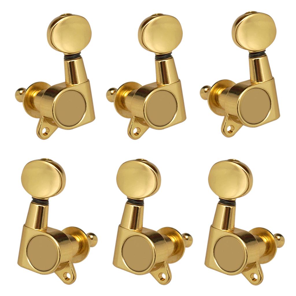 6PCS Guitar Sealed Tuners Tuning Peg for Acoustic Folk Guitar Part 3R3L Gold