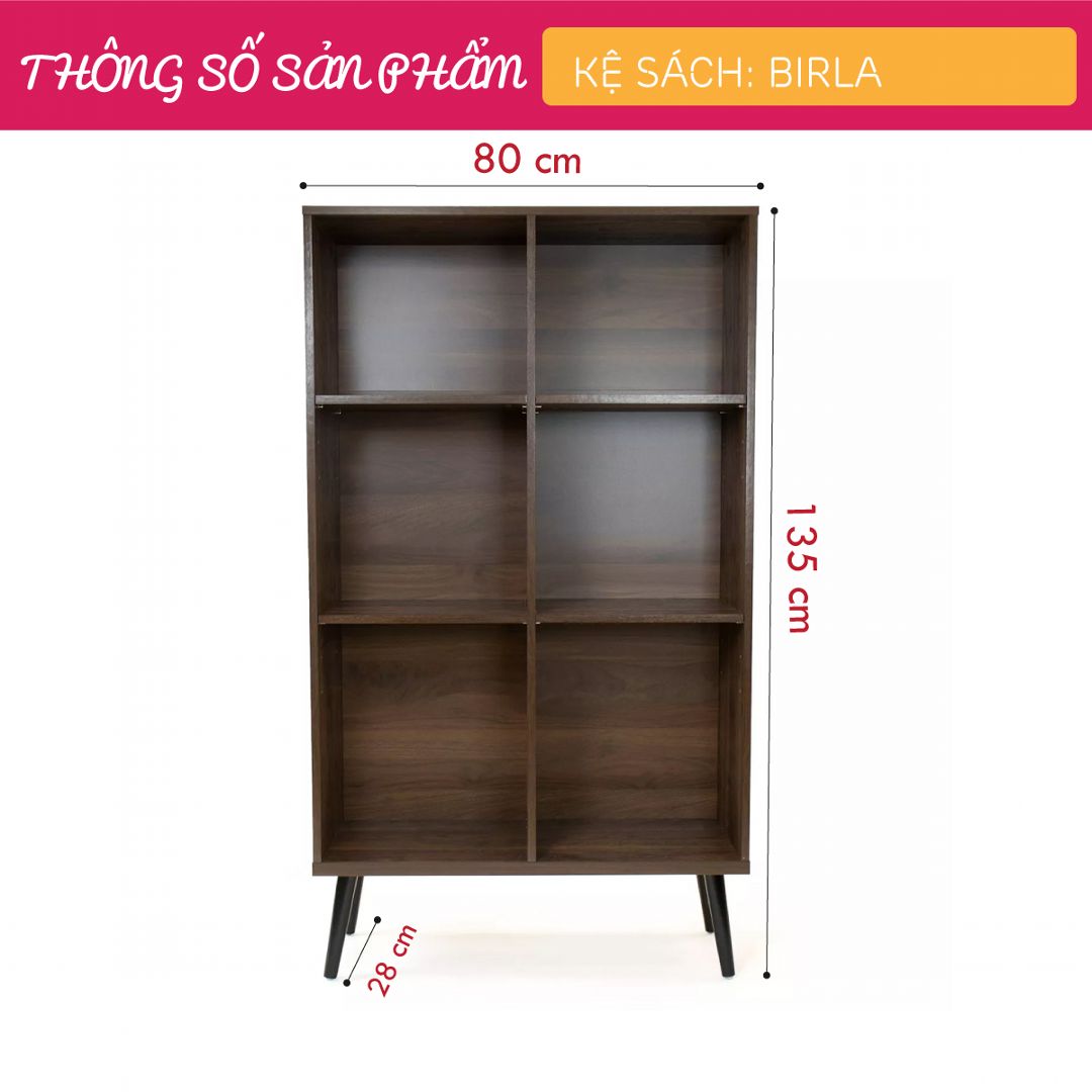 Kệ sách bằng gỗ kiểu dáng nhỏ gọn SMLIFE Birla