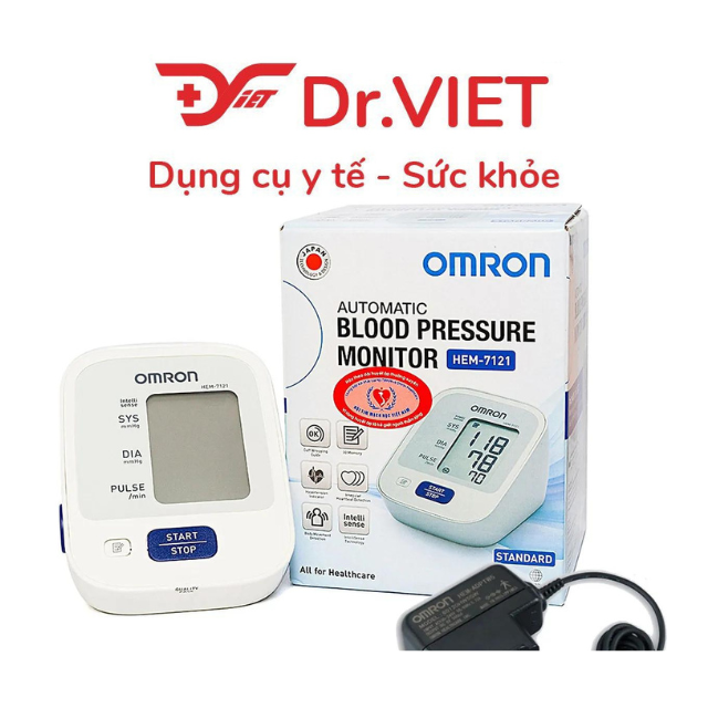 Máy đo huyết áp bắp tay điện tử Omron HEM-7121 Chính hãng- đo huyết áp,báo nhịp tim bất thường,kết quả chính xác nhanh chóng