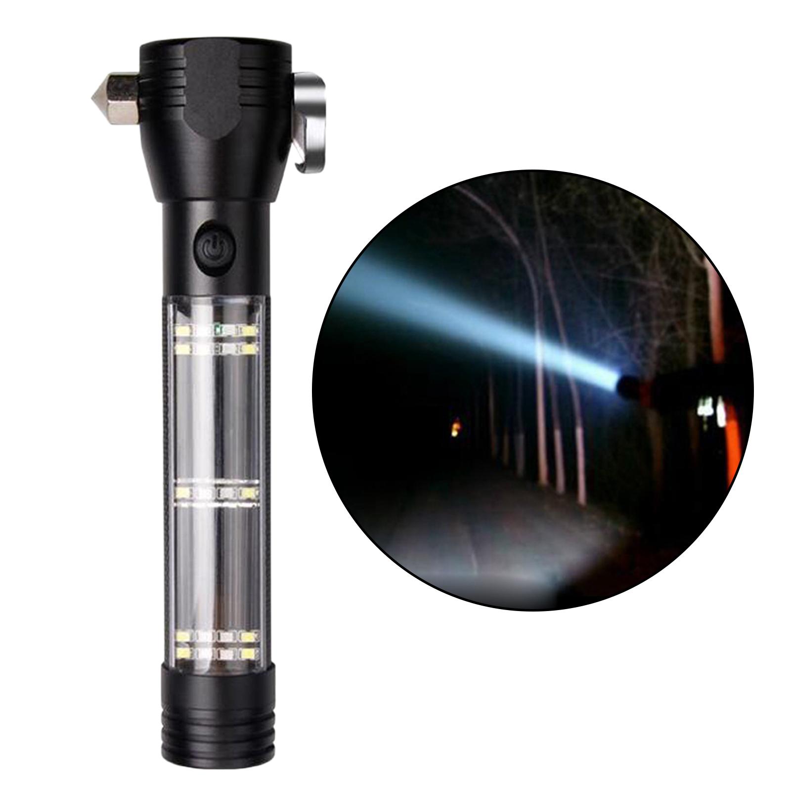 Outdoor Camping Hiking Emergency Light Solar Powered LED Flashlight Safety Hammer Torch Lights with Power Bank Magnet Survival Tool