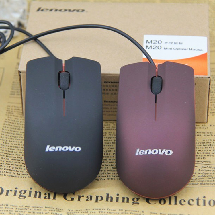 Chuột máy tính có dây Lenovo M20 kèm lót chuột quang 200x240mm - Hàng nhập khẩu