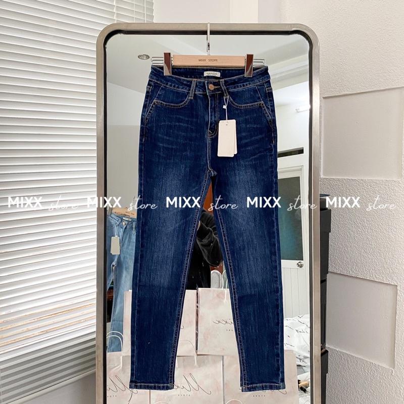 Quần Jean Nữ Skinny Trơn chất dày dặn co giãn thoải mái phom 9 tấc lưng vừa ngang rốn