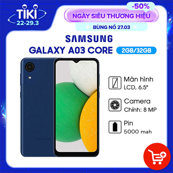Điện thoại Samsung Galaxy A03 Core (2GB/32GB) - Hàng chính hãng - ĐÃ KÍCH HOẠT BẢO HÀNH ĐIỆN TỬ