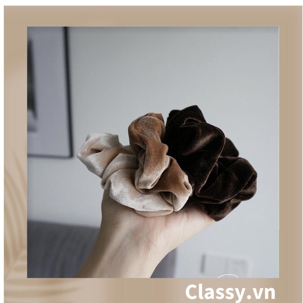 Scrunchies, dây cột tóc Classy vải nhung mịn màng, phong cách hàn quốc PK1588