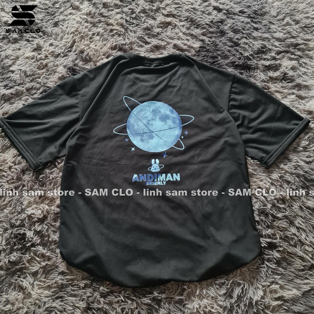 Áo thun tay lỡ nam nữ SAM CLOphông form rộng dáng Unisex - mặc cặp, nhóm, lớp in hình MẶT TRĂNG - THỎ ADINMAN