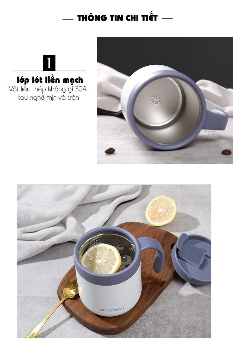 Bộ Ly Giữ nhiệt Pha cà phê AHAHOME bằng thép không gỉ 304 hai lớp kèm phụ kiện lọc có thể gập lại tiện dụng