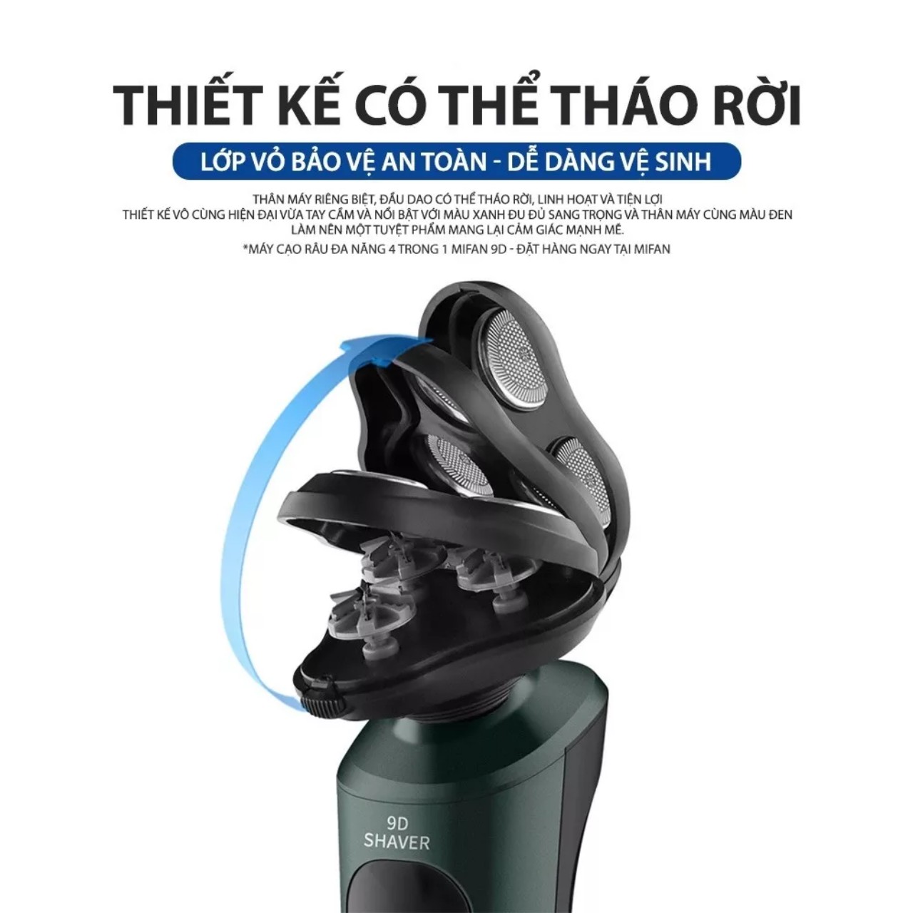 Máy Cạo Râu Đa Năng 4 Trong 1  9D - Cạo Râu, Tỉa Lông Mũi, Tông Đơ, Rửa Mặt - HÀNG CHÍNH HÃNG MINIIN