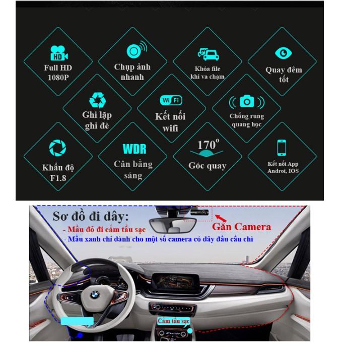 Camera hành trình mini wifi ô tô xoay 360 độ - tích hợp điều khiển trên điện thoại