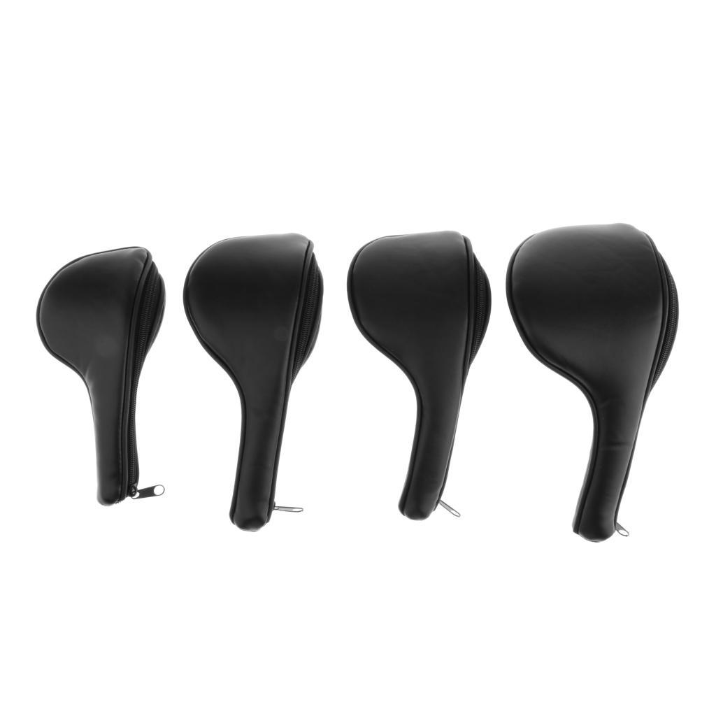 4-Pack Zippered PU Leather Golf Iron Covers Set Universal Fit Most Iron Clubs