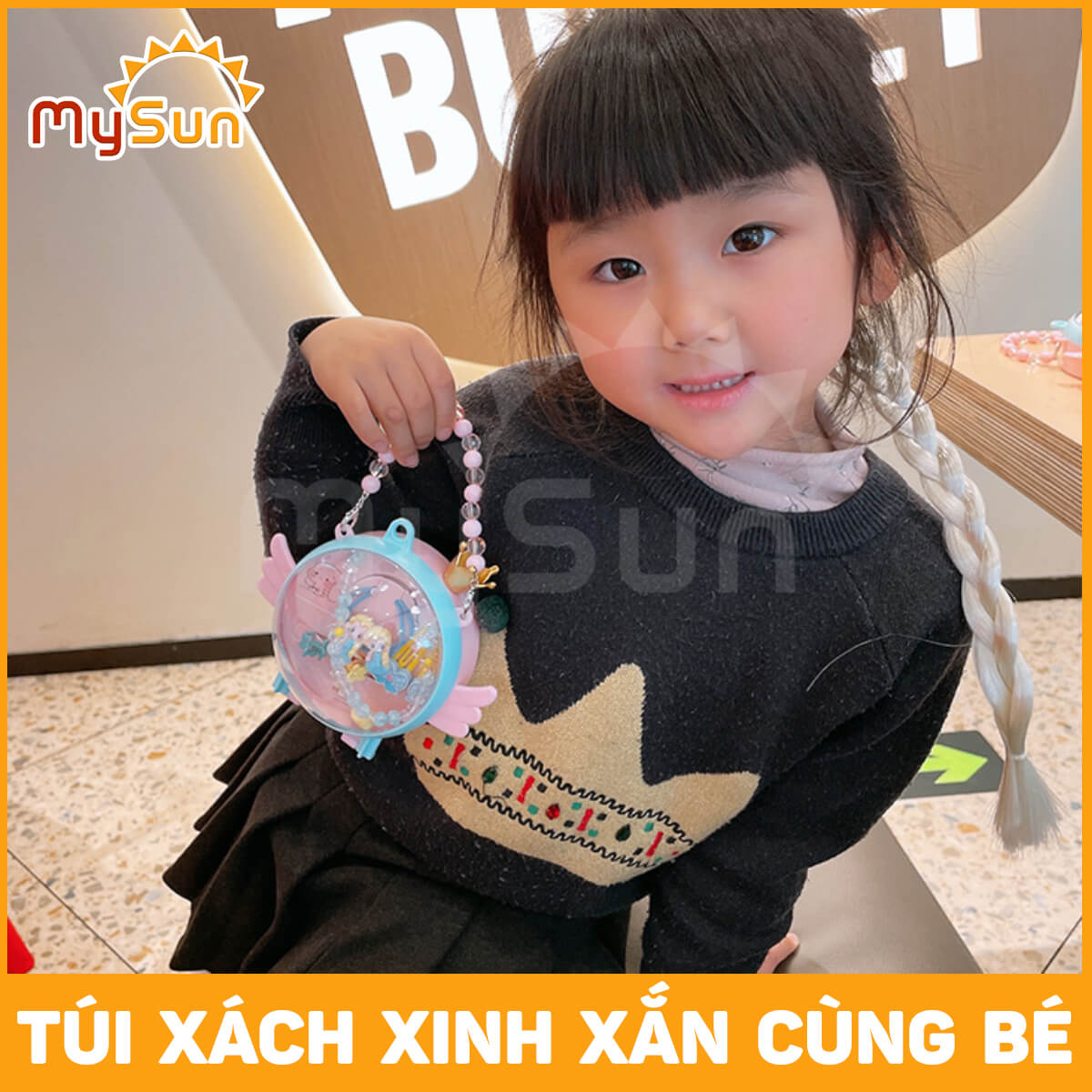 Hộp phụ kiện dây chun buộc, nơ vải dài kẹp tóc cho bé gái MySun