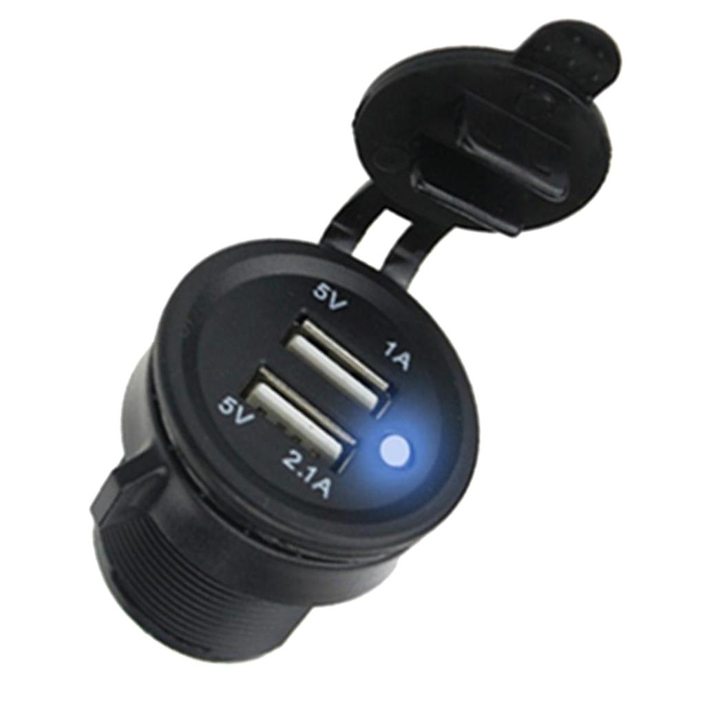 5V 3.1A Dual USB Ports Charger Socket Outlet w/ White LED for Motorcycle Car