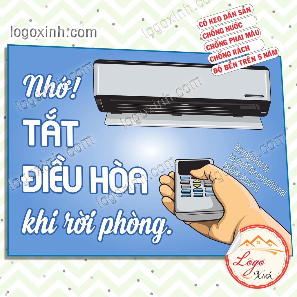 Logo Tem Sticker Nhắc Nhở Nhớ Tắt Điều Hòa, Máy Lạnh Trước Khi Rời Khỏi Phòng Để Tiết Kiệm Điện, Decal Dán Có Keo Sẵn