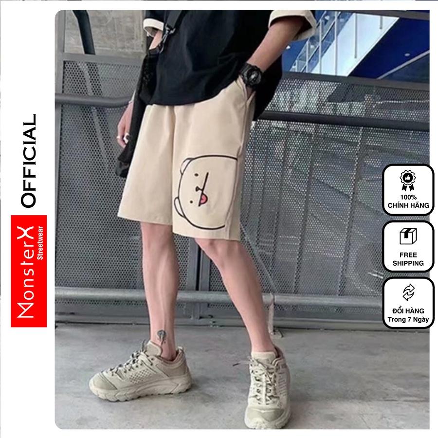 Quần Short Đùi Gấu unisex MONSTERX thể thao basic nam nữ oversize phong cách đường phố Hàn Quốc Ulzzang